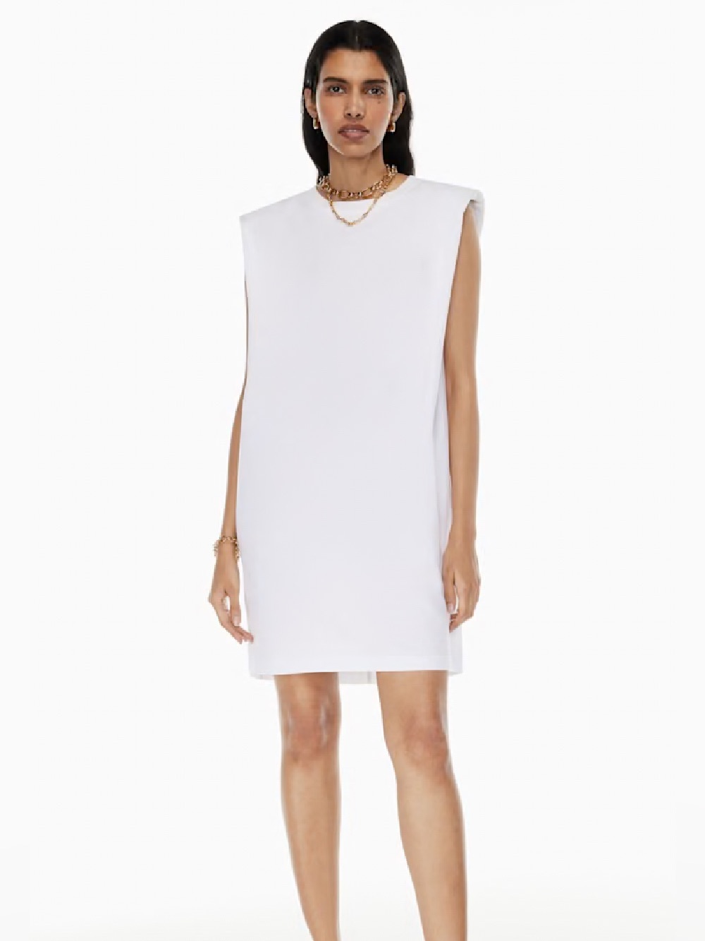 BABATON ARITIZIA women’s white shoulder pad sleeveless dress mini tshirt dress
